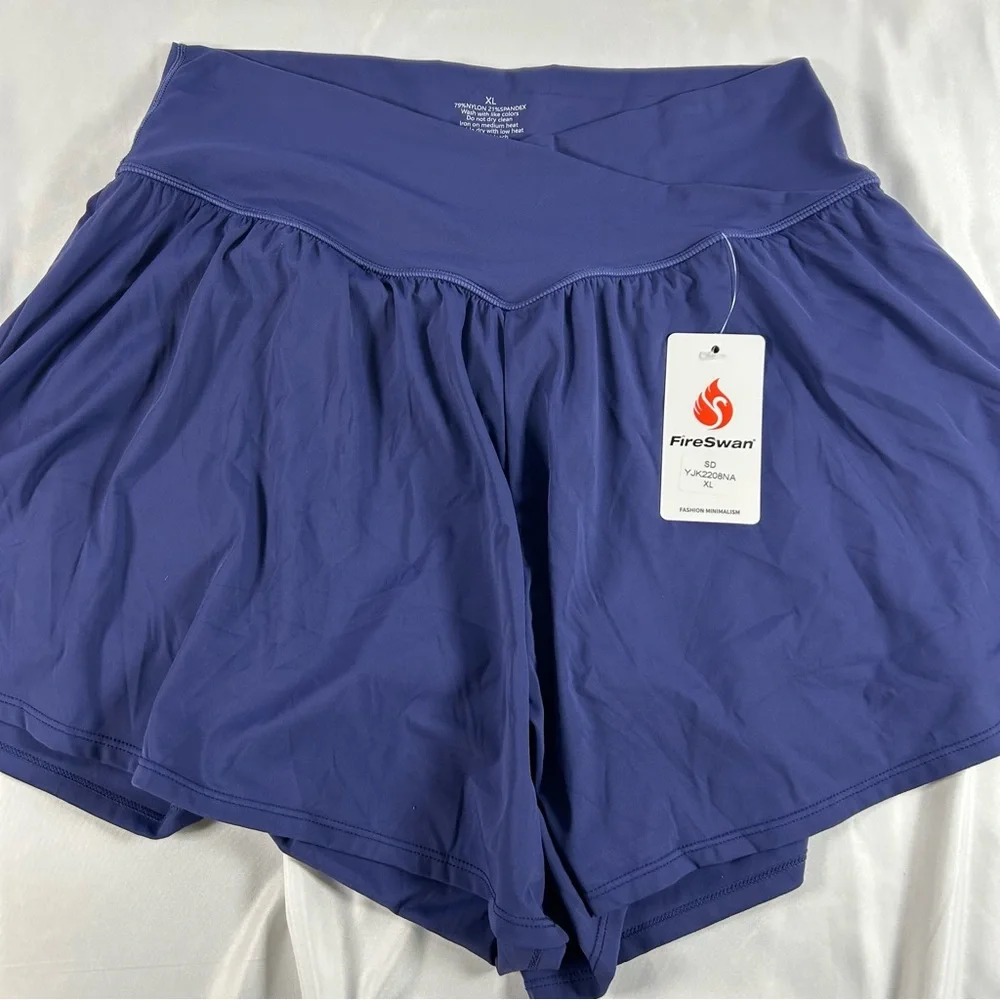 FireSwan‎ Women's Athletic Shorts, Navy Blue, Size XL